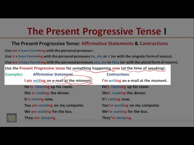 GRAMMAR - The Present Progressive Tense (Part One)