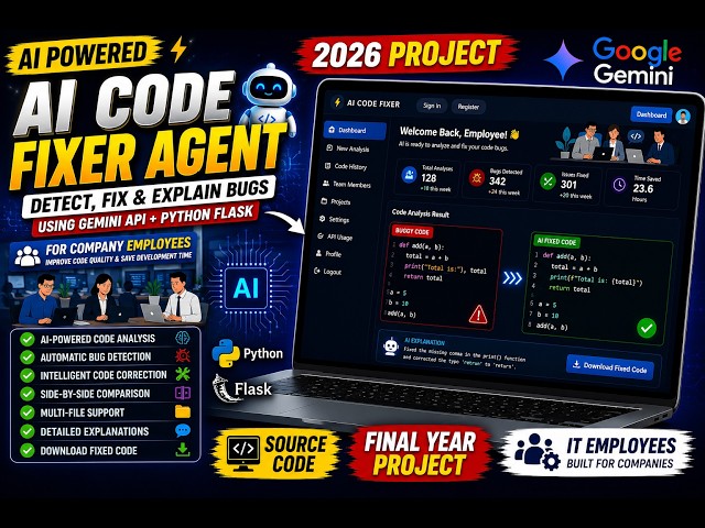 Build an AI Code Bug Fixer Agent with Gemini API & Python Flask | Complete Project 2026 🚀