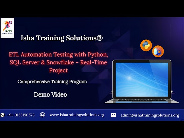 ETL Automation Testing Demo Video 24th March 2026 .Call/ WhatsApp on +91-9133190573 to Enroll