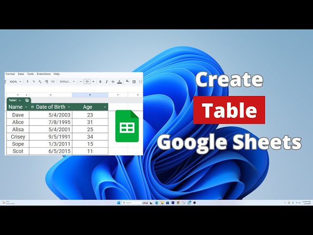 How to Create a Table in Google Sheets