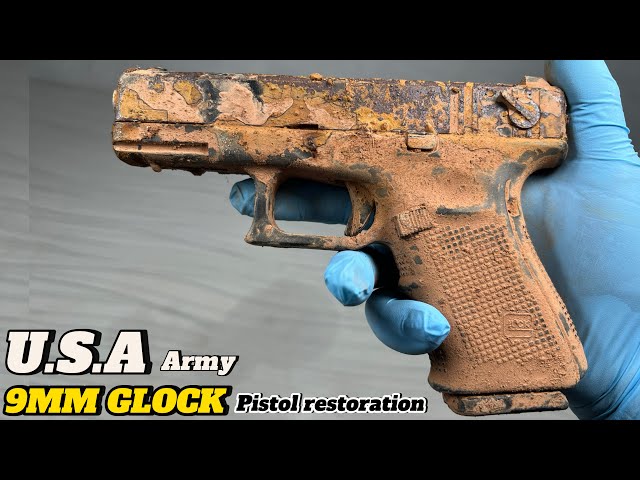 USA army 9mm GLOCK pistol restoration, USA Army pistol 9mm Glock pistol restoration, Gun restoration