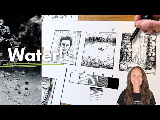 How to Draw Water with Pen and Ink - Easy
