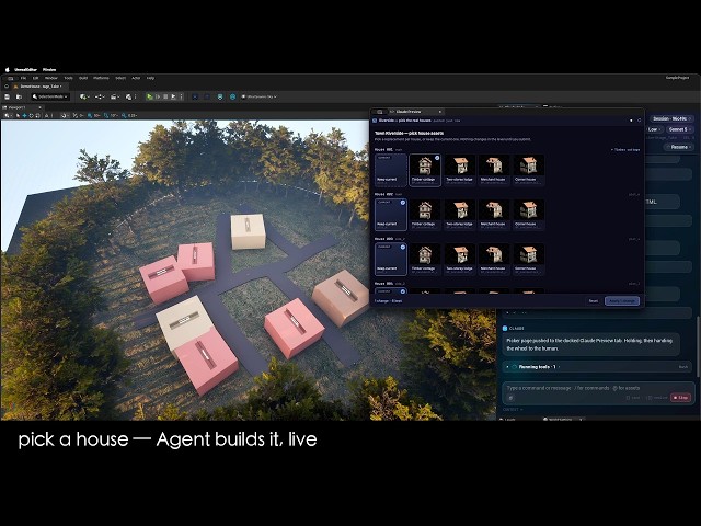Claude Unreal #19 — AI Agent Builds a Town, You Pick the Houses in UE5 (New: Workflows)