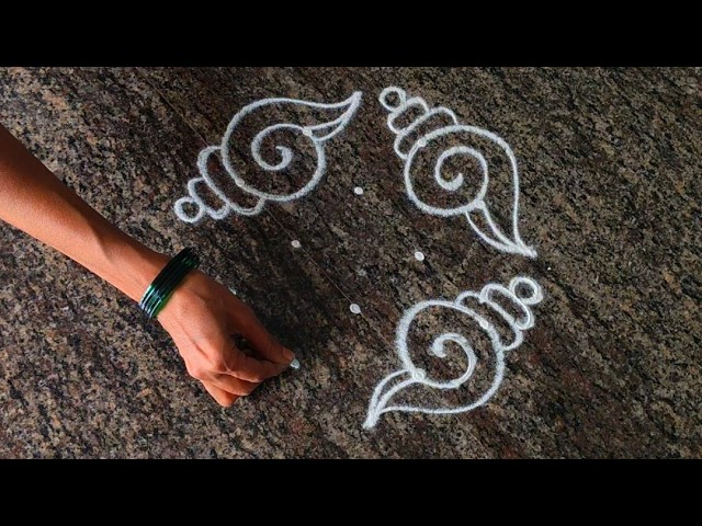 Simple rangoli design 🍀 4-2 dots rangoli 🍀 Navaratri festival