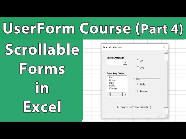 Make a Scrollable Form in Excel - Userform Course 4