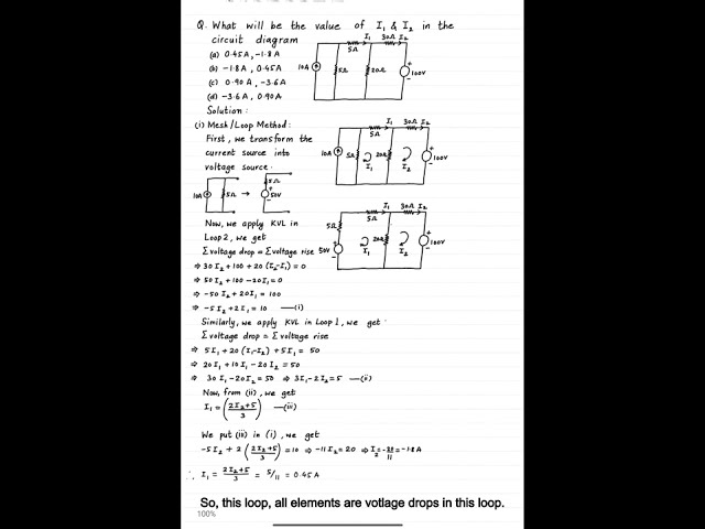 MCQ - DC Basics and Networks -Using Mesh/Loop Method & Node Voltage Method - Q.14