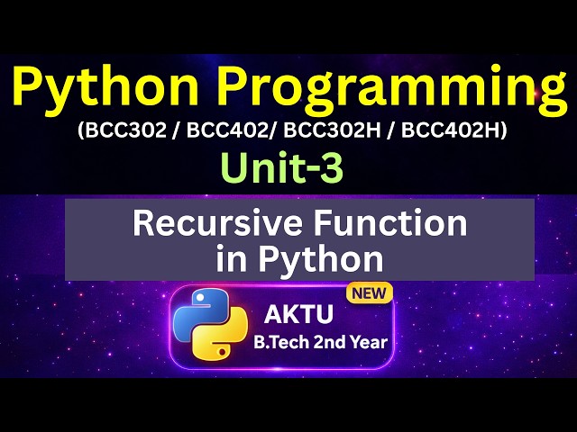 U3L42 Python Recursion | Recursive Function in Hindi | AKTU | Unit-3 | BCC302 | BCC402 | Eduglue