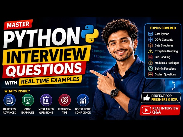 Python Interview Questions and Answers | 50+ Most Asked Questions + Coding Programs (2026) #python
