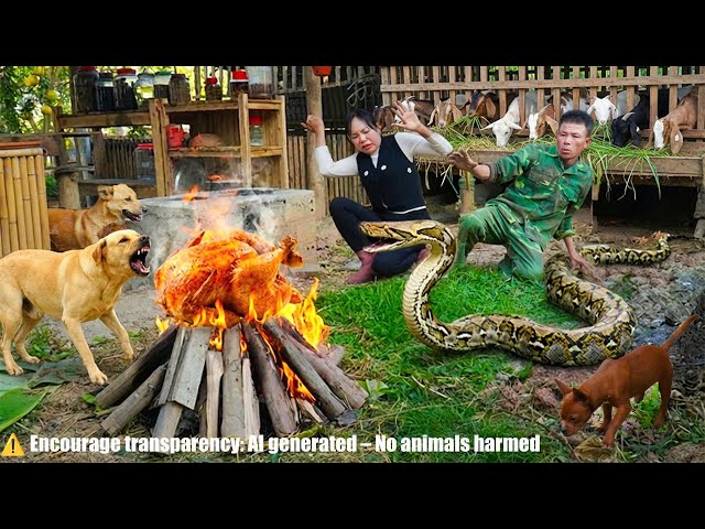 72 Hours Harvesting 1000+ Chickens for Market Sale — Giant Python Appears While Roasting Chickens
