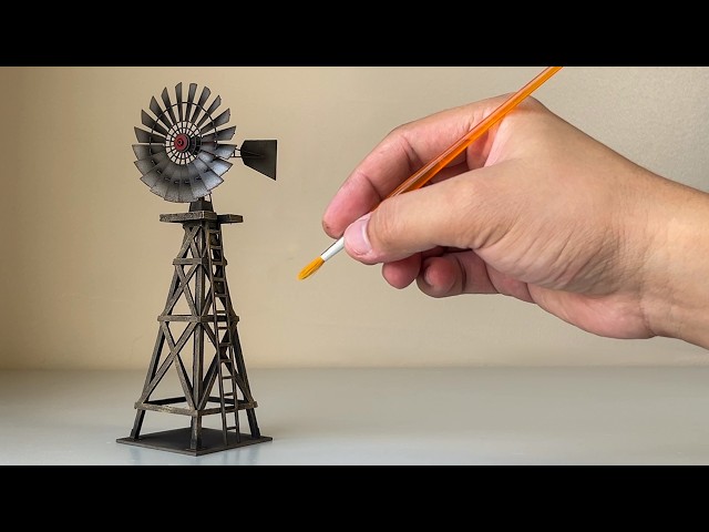 How to Build a Realistic Windmill Tower : Step-by-step Tutorial | Miniature ASMR Build!