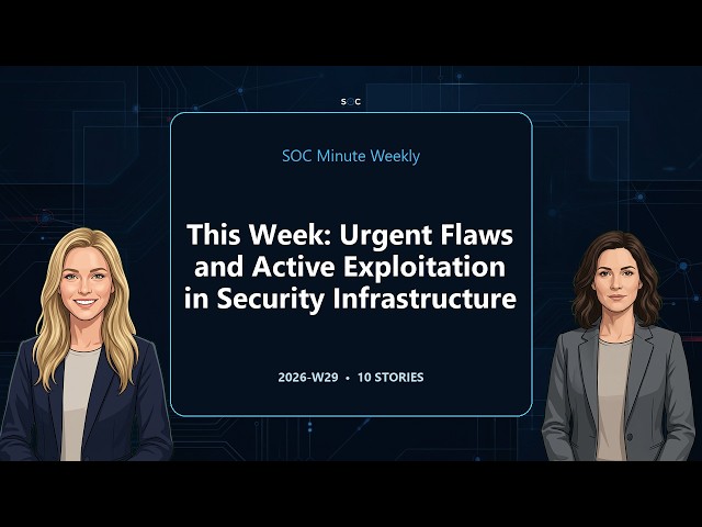 SOC Minute Weekly: Urgent Flaws and Active Exploitation in Security Infrastructure