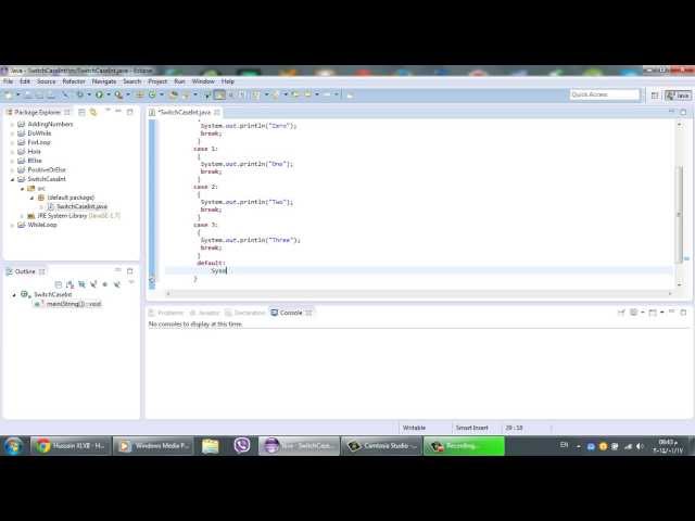 Eclipse - Switch Case for Int. numbers using Java