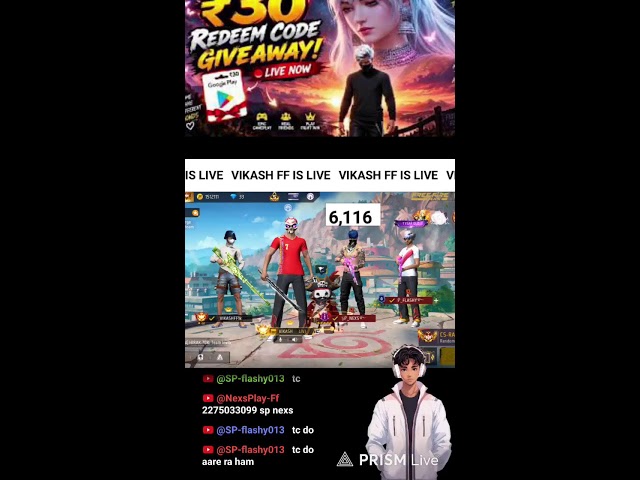 VIKASH is live free frie redeem code custom 🤑