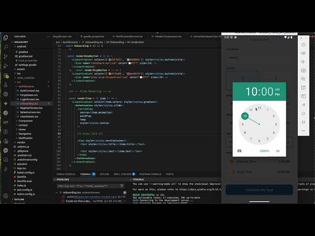 Aqualert project react native water reminder app