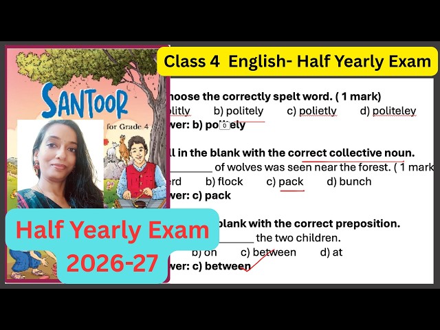 Score 100% in Class 4 English Half Yearly Exam | Full Paper Solution (2026-2027)| SANTOOR|NCERT|CBSE