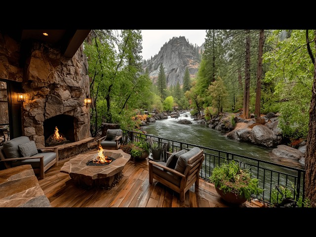 Instant Calm: Spring Riverside Porch Campfire & Bird Sounds Ambience