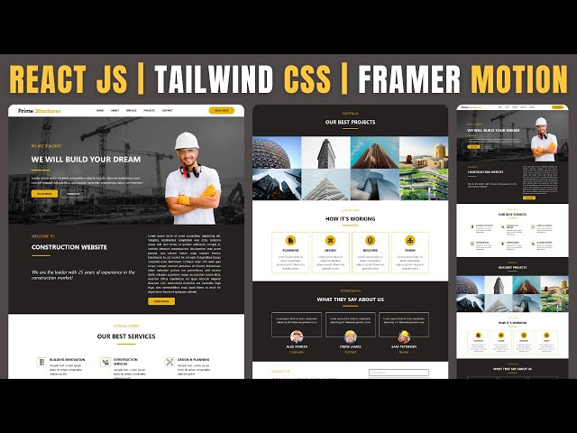 Build a Modern, Responsive CONSTRUCTION WEBSITE with REACT JS, TAILWIND CSS & FRAMER MOTION 🔥🔥