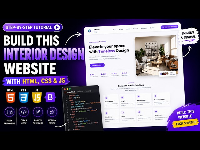 How To Make an Interior Design Website Using HTML & CSS | Responsive