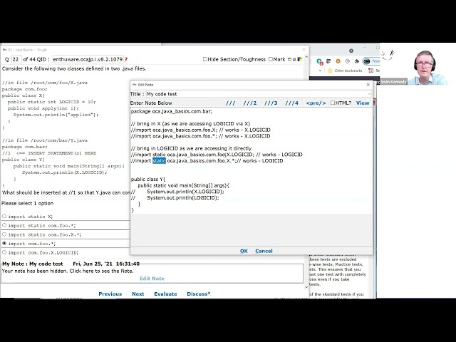 Importing from another package tutorial (enthuware.ocajp.i.v8.2.1079)