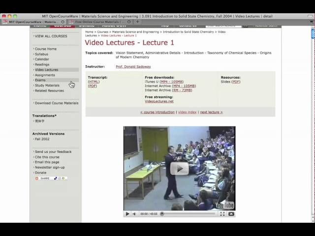MIT OpenCourseWare Site Tour