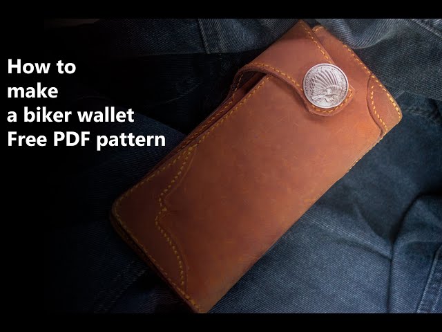 [leathercraft] how to make leather  biker wallet [free pdf pattern]