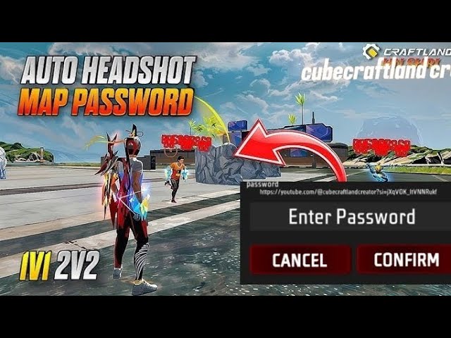 2v2 or 1v1 craftland auto headshot password and map code