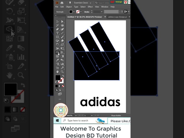 Adidas Logo Design In Illustrator। Adidas Logo Create In Illustrator। Adidas Logo Make Illustrator