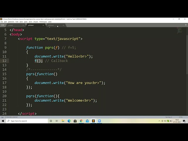 Javascript - Function Callback, SetTimeout, SetInterval: Lecture 25 - Website Designing (Hindi)