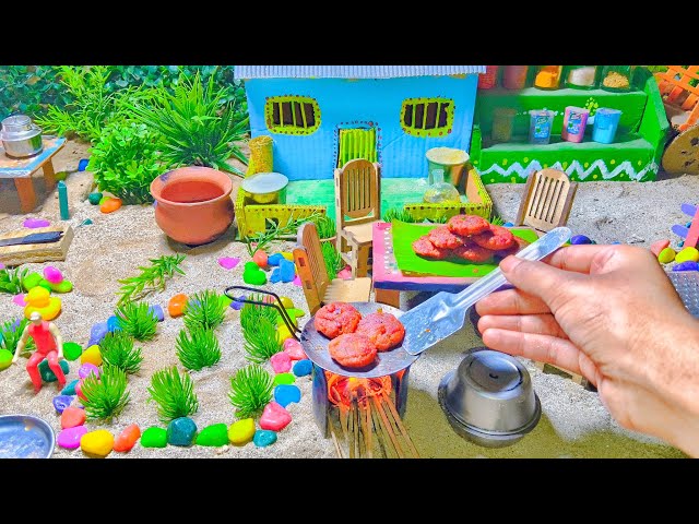 Miniature cooking food mini kitchen recipe kabab 