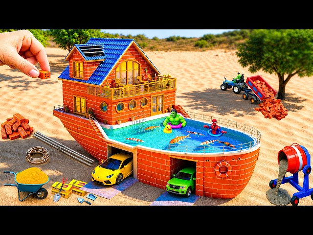 DIY Construction Science Project - Building a Modern Yacht House and Pool Tank with Brick and Cement