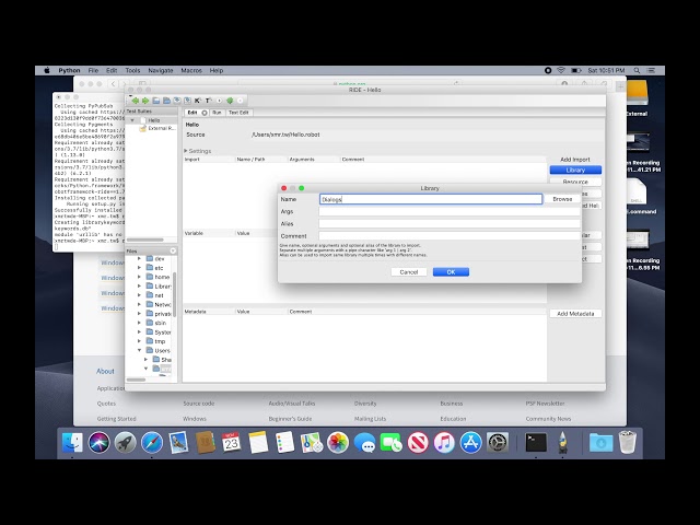APP Automation in macOS 10.14 -- 3. Verify installation of Robot Framework and RIDE