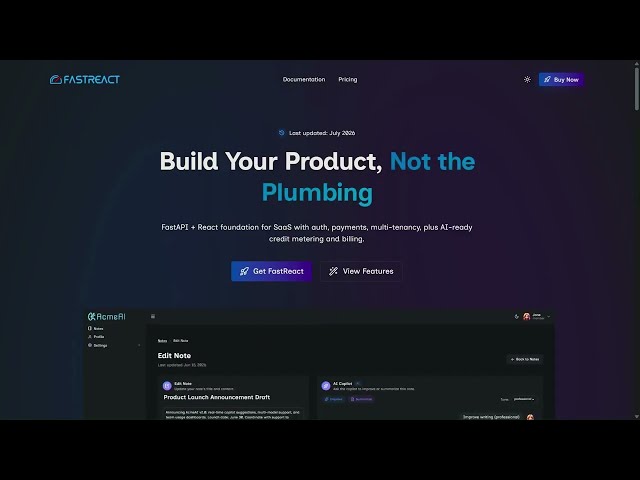 Build Your SaaS, Not the Plumbing — FastReact (FastAPI + React)