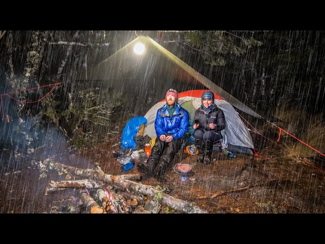 CAMPING in HEAVY Rainstorm with my Wife - Heavy Rain - Tent camp
