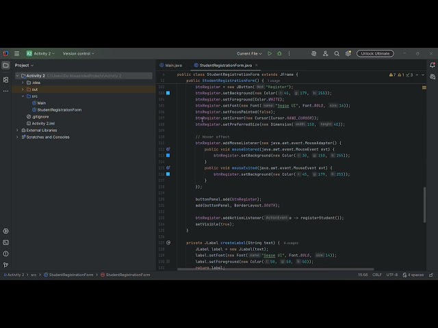 Student Registration Form - Object Oriented Programming