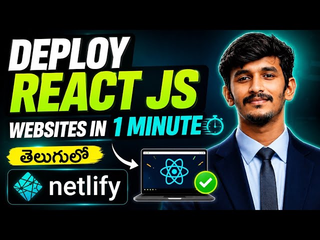 Deploy React JS Website on Netlify in 1 Minute 🔥 | Instant Deployment Guide in Telugu