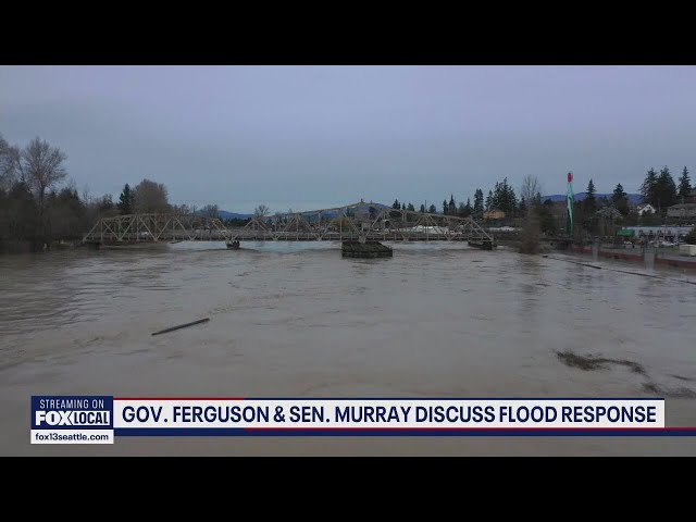 WA officials tour Mount Vernon as floodwall protects downtown during historic flooding