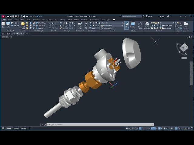 AutoCAD 3D, How to draw Thermometer Sensor, Sensor Pocket, 3D Modeling, Autodesk The End