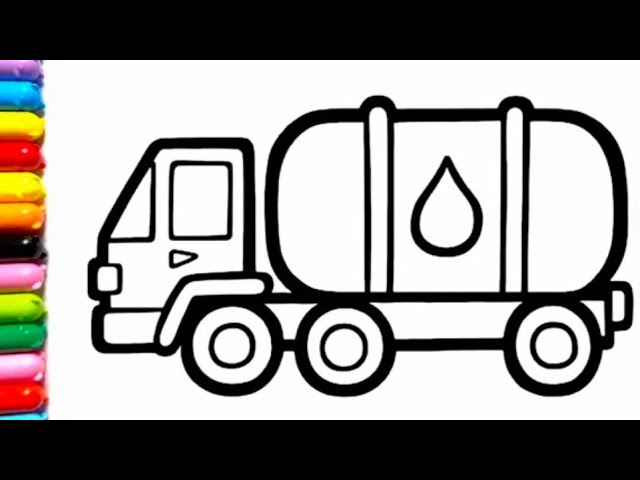 How to Draw a Water Tanker Truck | Easy Water Tanker Drawing for Kids | Step by Step