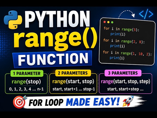 #13-Python Range Function Explained | range() with 1, 2 & 3 Parameters | Python Loops for Beginners