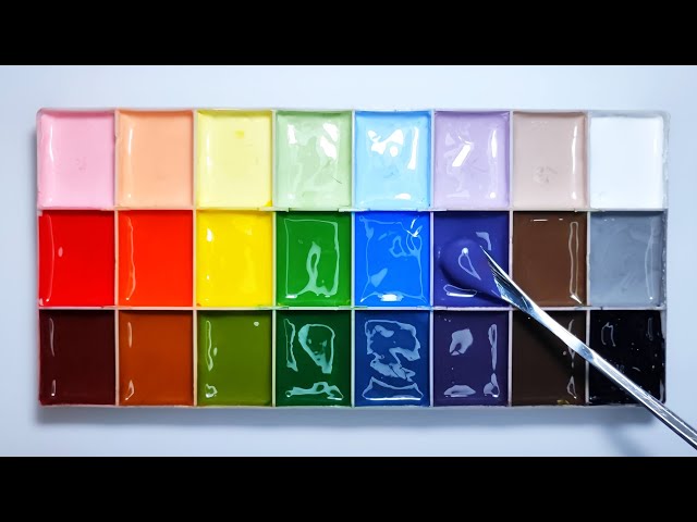 24 Colors Using Basic Acrylic Paint—All in Just 4 Minutes! Satisfying Color Mixing