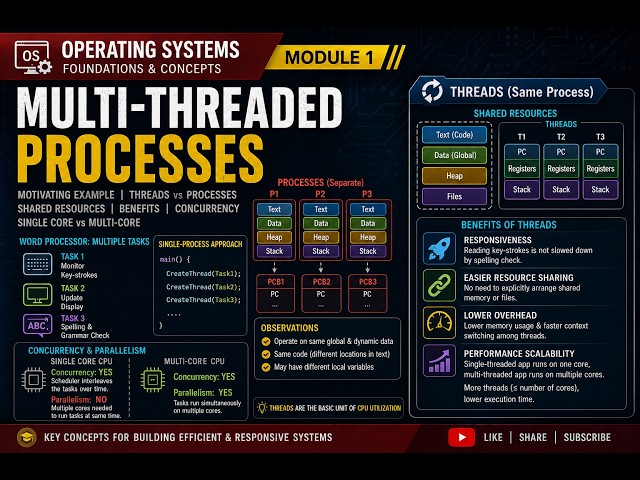 CSCI5605|Mod1-Vid4|Process Management | Multithreaded applications, threads and cores