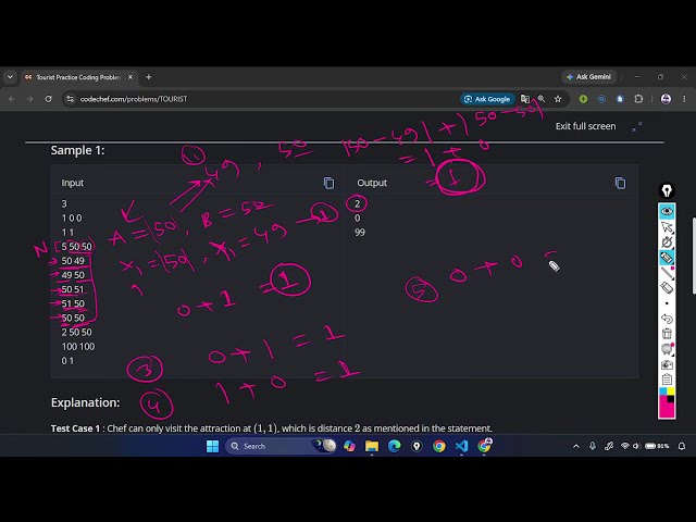 Tourist | CodeChef Solution in C++ | Manhattan Distance | Competitive Programming