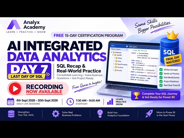 Day 7 | Free 15-Day AI Integrated Data Analytics Certification Program | Analyx Academy