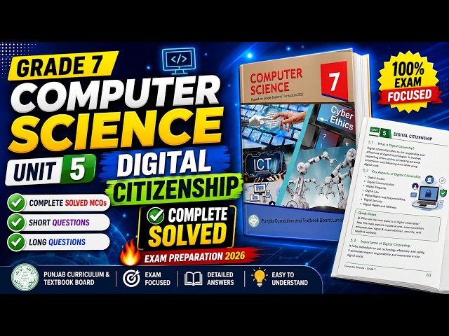Unit 5|Grade 7 Computer Science |Digital Citizenship Complete Solved | PCTB 2026