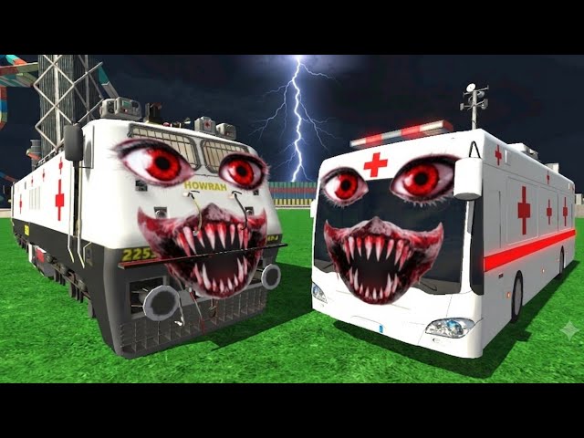 Haunted Ambulance Train VS Haunted Ambulance Bus In Indian Bike Driving 3D