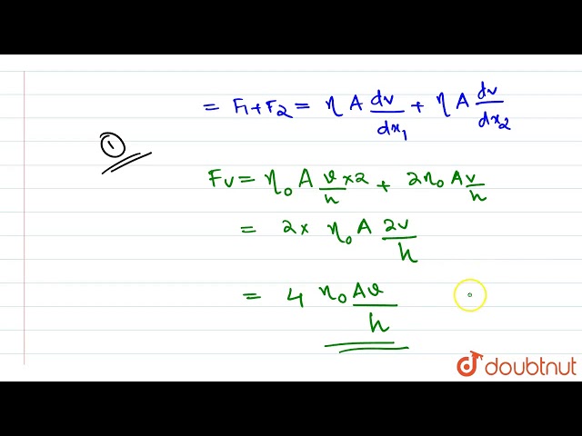 A thin plate of large area is placed midway in a gap of height `h` filled with oil of viscosity and