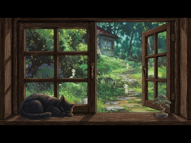 Ghibli Window | Princess Mononoke | Studio Ghibli | Soft Lofi | Projector | HD | 借りぐらしのアリエッティ