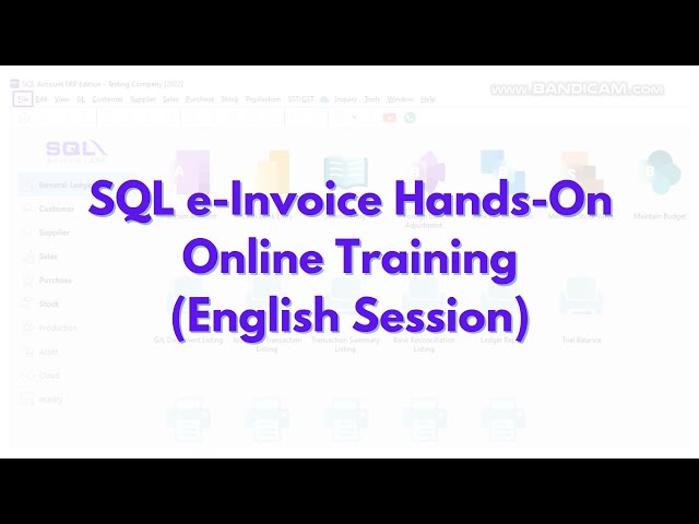 SQL e-Invoice Hands-On Online Training (Chinese Session) - Recorded Video 19/12/25