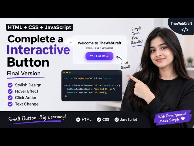 Build an Interactive Button with HTML, CSS & JavaScript | Beginner Friendly 🚀