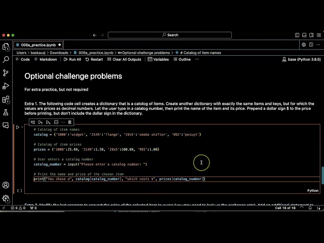 Python practice: lesson 006, problem ex1